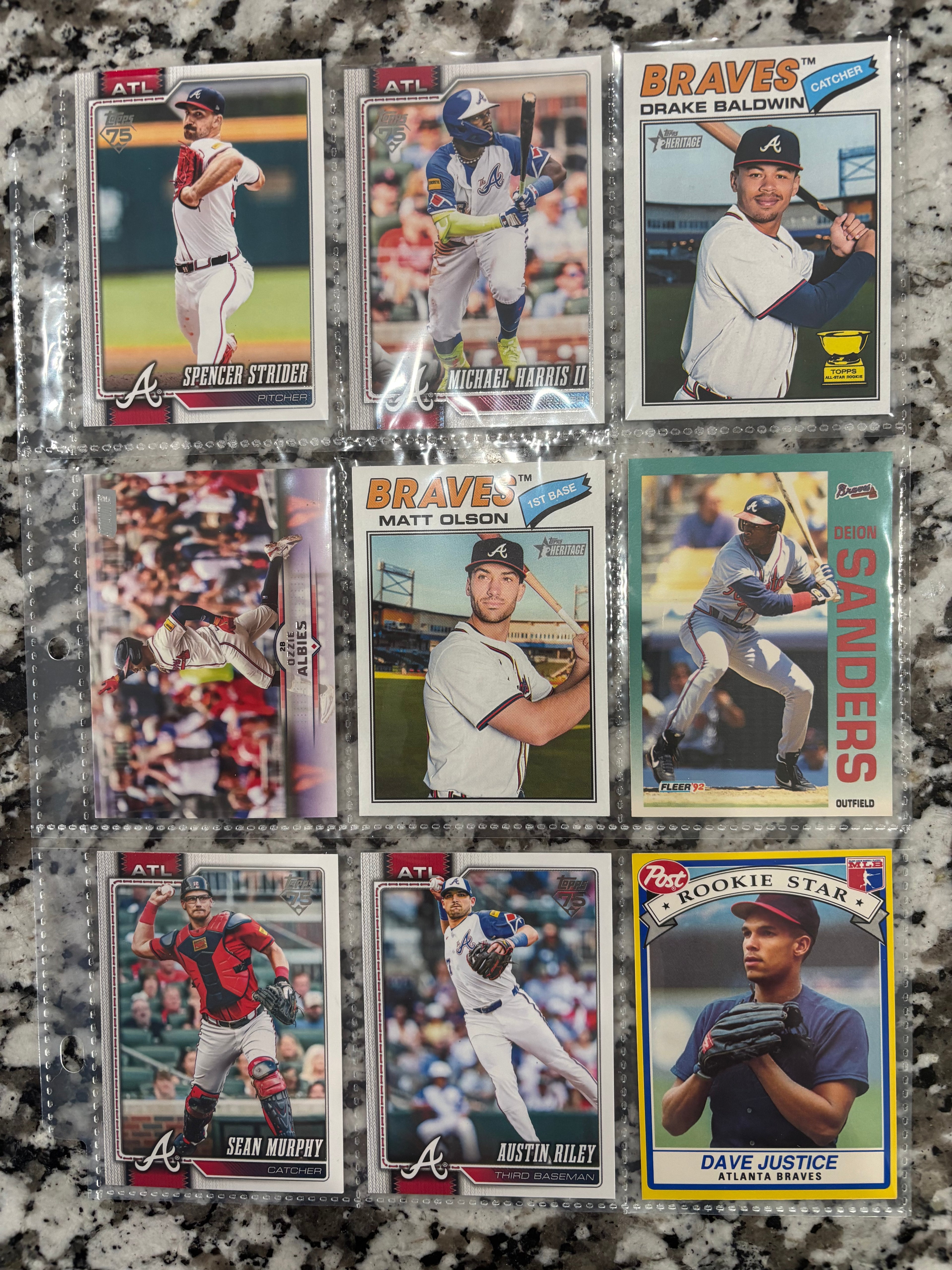 Sheet of 9 Braves Cards